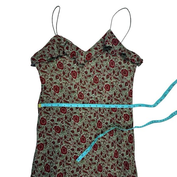 RALPH Ralph Lauren 90s Paisley Floral Slip Dress Medium Y2K Ruffle Bias Cut Midi - Picture 12 of 15